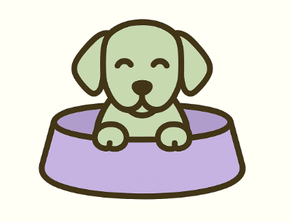 un dessin de chien dans son panier