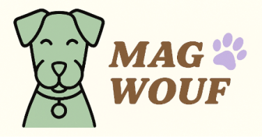 Logo entreprise Mag Wouf avec un chien et une patte de chien